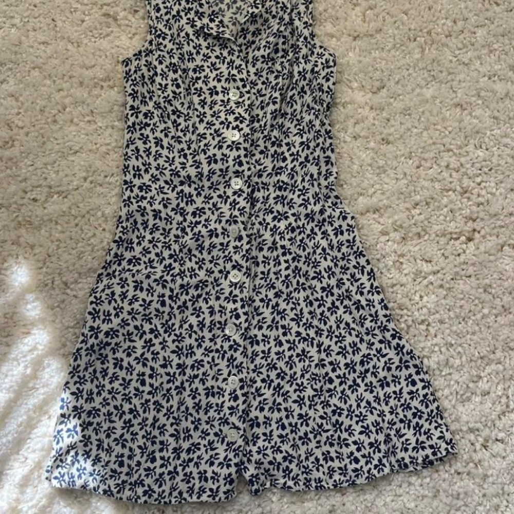 Reformation Navy and White Floral Mini Dress